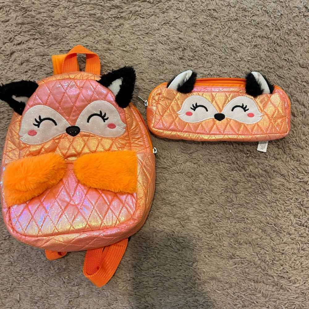 Girls mini fox backpack and coin or makeup bag